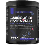 EAA Aminoacidi Essenziali polvere 250 g con Vitamine B1, B6 ed E - Integratore di amminoacidi naturali, T-Rex Integratori (Frutti di Bosco)