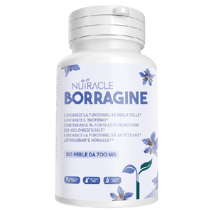 Nutracle Borragine 50 perle da 700 mg Integratore per pelle e capelli - Olio di Borragine ricco di Acido Gamma Linoleico, Disturbi ciclo mestruale