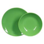 Servizio Piatti Green per 6 persone 12 pezzi composto da 6 piatti piani e 6 piatti fondi in ceramica Stoneware Verde