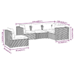 Set Divani da Giardino 5 pz con Cuscini in Polyrattan Marrone