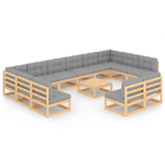 vidaXL Set Divani da Giardino 13 pz con Cuscini Legno Massello di Pino