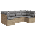 vidaXL Set Divano da Giardino 6 pz con Cuscini Beige in Polyrattan