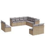 vidaXL Set Divani da Giardino 11 pz con Cuscini Beige in Polyrattan