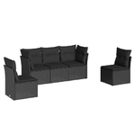 vidaXL Set Divani da Giardino 5 pz con Cuscini in Polyrattan Nero