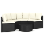 vidaXL Set Divani da Giardino 5 pz con Cuscini in Polyrattan Nero