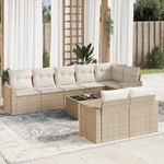 vidaXL Set Divano da Giardino 9 pz con Cuscini Beige in Polyrattan