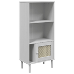 Credenza SENJA Aspetto Rattan Bianco 60x35x130 cm Massello Pino