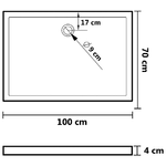 vidaXL Piatto Doccia in ABS Rettangolare Nero 70x100 cm