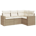 vidaXL Set Divano da Giardino 4 pz con Cuscini Beige in Polyrattan