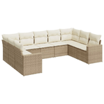 vidaXL Set Divano da Giardino 9 pz con Cuscini Beige in Polyrattan