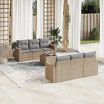 vidaXL Set Divani da Giardino 7 pz con Cuscini Beige in Polyrattan