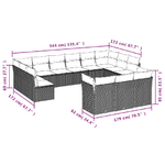 vidaXL Set Divano da Giardino 13 pz con Cuscini Beige in Polyrattan