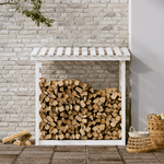 Portalegna Bianco 108x64,5x110 cm in Legno Massello di Pino