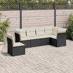 vidaXL Set Divano da Giardino 6 pz con Cuscini Nero in Polyrattan