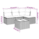 vidaXL Set Divani da Giardino 5 pz con Cuscini in Polyrattan Nero