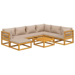 vidaXL Set Salotto da Giardino 8pz con Cuscini Tortora Legno Massello