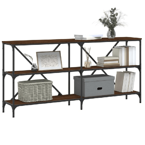 vidaXL Tavolo Consolle Rovere Marrone 160x30x75 cm Multistrato e Ferro