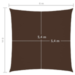 Parasole a Vela in Tela Oxford Quadrata 6x6 m Marrone