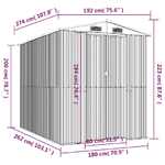 vidaXL Capanno da Giardino Antracite 192x274x223 cm in Acciaio Zincato