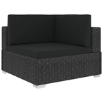 vidaXL Set Divani da Giardino 3 pz con Cuscini in Polyrattan Nero