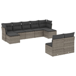 vidaXL Set Divano da Giardino 9 pz con Cuscini Grigio in Polyrattan