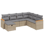 vidaXL Set Divano da Giardino 7 pz con Cuscini Beige Misto Polyrattan