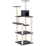 vidaXL Albero per Gatti con Tiragraffi in Sisal Grigio Scuro 153 cm