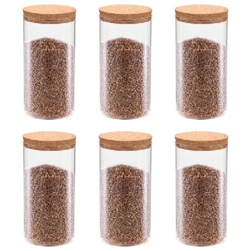 vidaXL Barattoli in Vetro con Coperchio in Sughero 6 pz 1100 ml