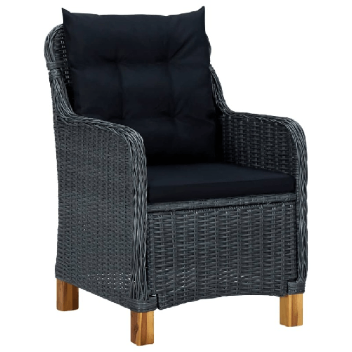 vidaXL Set da Pranzo da Giardino 9pz e Cuscini Polyrattan Grigio Scuro