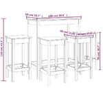 vidaXL Set da Bar 5 pz Grigio in Legno Massello di Pino