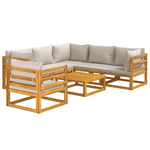 vidaXL Set Salotto Giardino 7pz Cuscini Grigio Chiaro Legno Massello