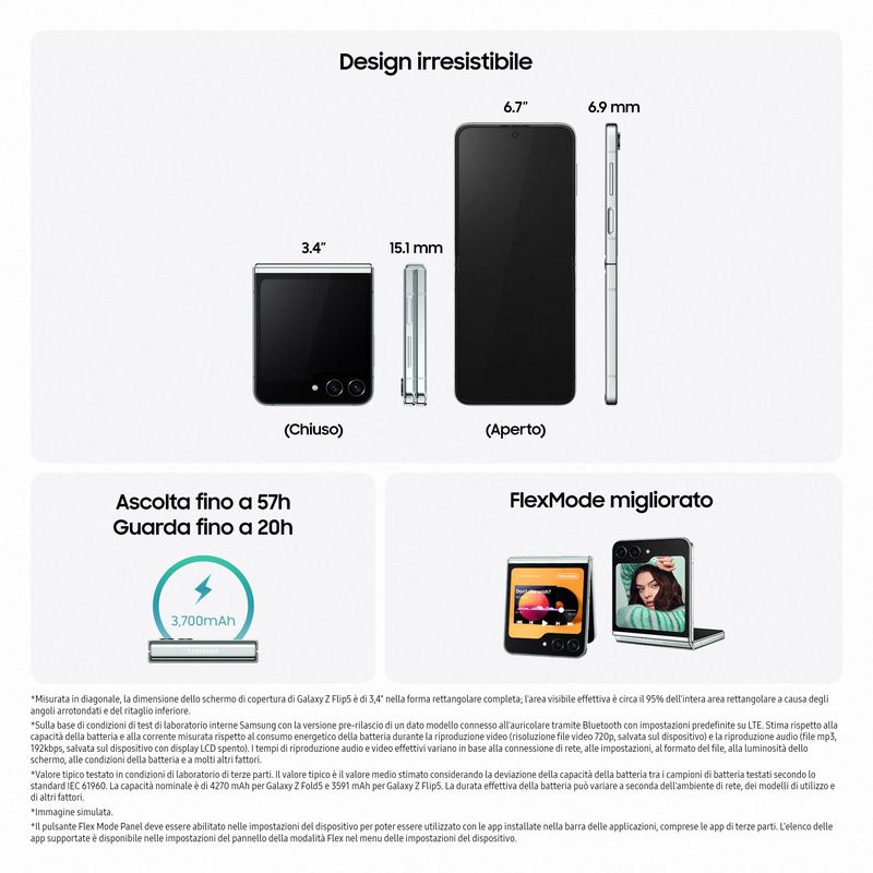 Samsung-Galaxy-Z-Flip5-SM-F731B-17-cm--6.7--Doppia-SIM-Android-13-5G-USB-tipo-C-8-GB-512-GB-3700-mAh-Grafite