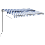 Tenda da Sole Retrattile Manuale con LED 3x2,5 m Blu e Bianco