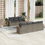 vidaXL Set Divano da Giardino 8 pz con Cuscini Grigio in Polyrattan