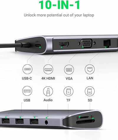 Ugreen-80133-hub-di-interfaccia-USB-3.2-Gen-1--3.1-Gen-1--Type-C-5000-Mbit-s-Grigio