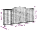 vidaXL Cesti Gabbioni ad Arco 15 pz 300x30x120/140 cm Ferro Zincato