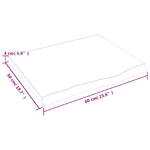 vidaXL Piano Bagno Grigio Scuro 60x50x4 cm Legno Massello Trattato