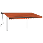 Tenda da Sole Retrattile Manuale LED 4,5x3 m Arancio Marrone