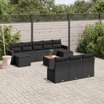 vidaXL Set Divani da Giardino 11 pz con Cuscini in Polyrattan Nero