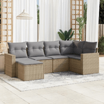 vidaXL Set Divano da Giardino 6 pz con Cuscini Beige in Polyrattan