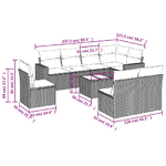 vidaXL Set Divano da Giardino 9 pz con Cuscini Beige in Polyrattan