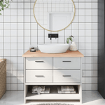 vidaXL Piano Bagno 100x60x4 cm in Legno Massello Non Trattato