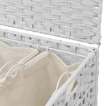 Cesto Portabiancheria con Ruote Bianco 66x35x60 cm Rattan