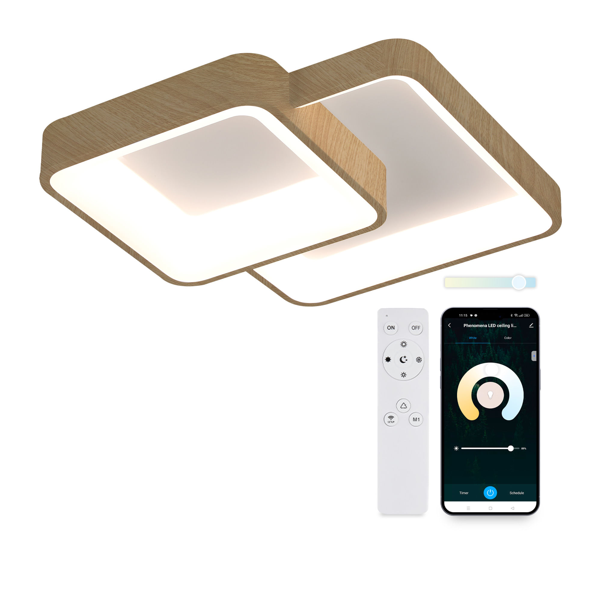 Ksix BXPLAFLED05 soluzione di illuminazione intelligente Lampada a soffitto intelligente Bluetooth Legno 45 W