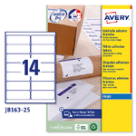 Avery Etichetta adesiva J8163 bianca 25fg A4 99,1x38,1mm (14et/fg) inkjet Avery