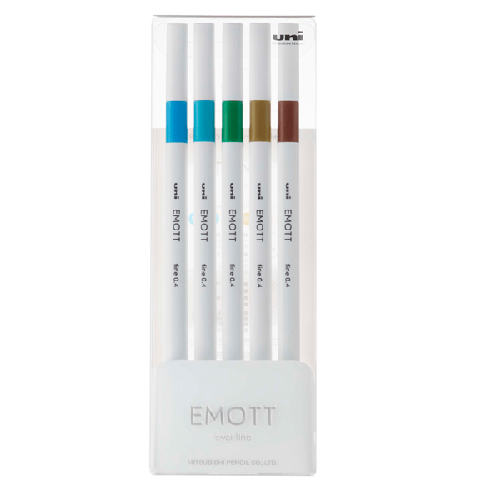 Astuccio-5-fineliner-EMOTT-tratto-0.4mm-colori-ass.-Island-Uni-Mitsubishi