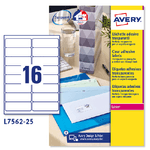 Avery Poliestere adesivo L7562 trasparente 25fg A4 99,1x34mm (16et/fg) laser Avery