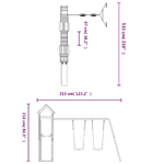 Set da Gioco da Esterno in Legno Massello di Pino con Altalena e Scivolo a onde