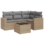 vidaXL Set Divano da Giardino 5 pz con Cuscini Beige in Polyrattan