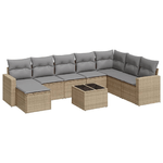 vidaXL Set Divano da Giardino 9 pz con Cuscini Beige in Polyrattan